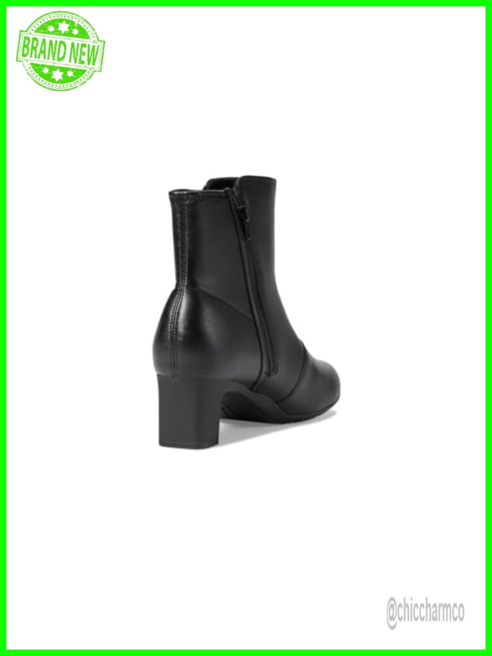 Leather Mid-Calf Boot with Side Zipper and Block Heel - Picture 5 of 6